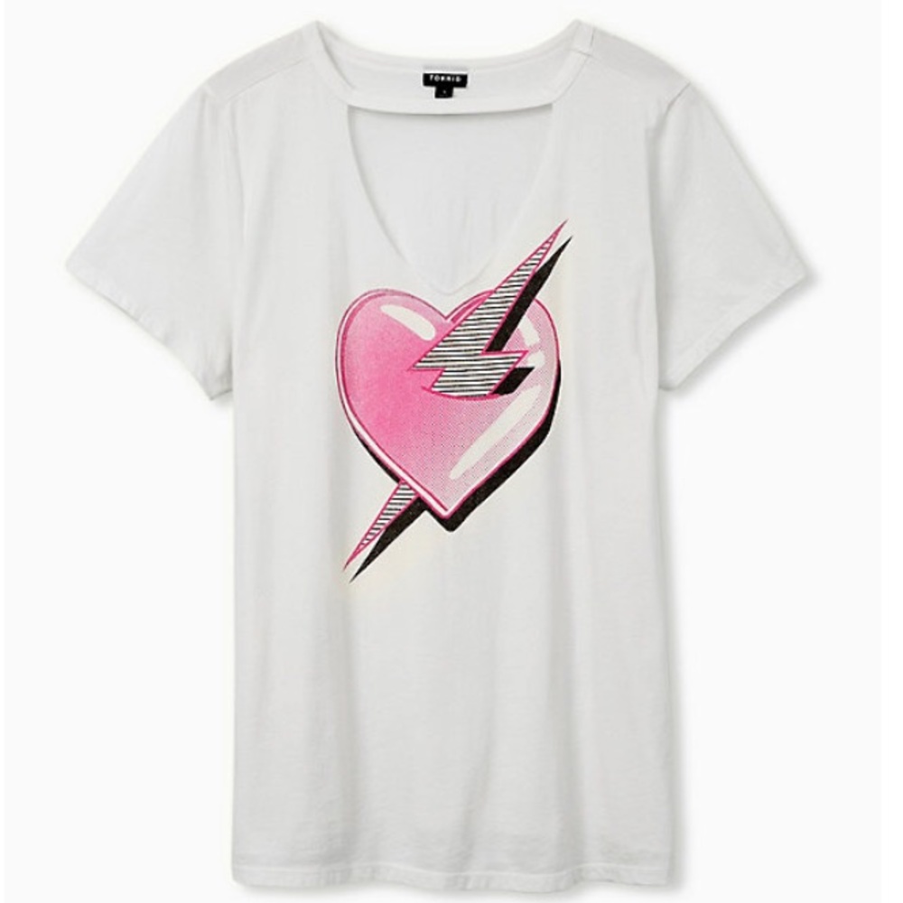 NWT TORRID WHITE BOLT POP CHOKER TEE 4x